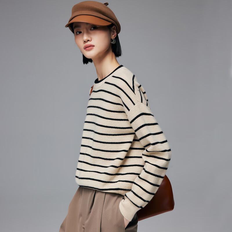 PALUOPO 2025 A/W Striped Jacquard Cashmere Sweater