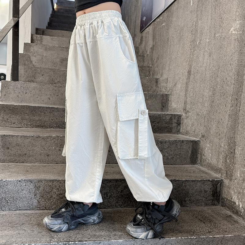 Modische Sommer Kinder Fallschirm Cargo Hosen für Kinder Teenager Sport Schweißhosen Mädchen Street Style Hip Hop Hosen 5-14J