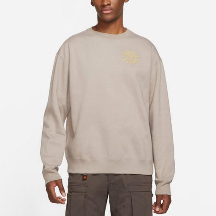 Nike Printed Smiley Face Crew Neck Long Sleeve Sweatshirt Unisex tops Light-Brown DJ1296-087
