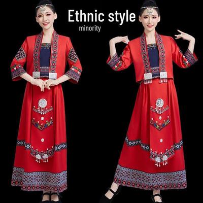 Miao Ethnic Dance Costume Long Dress