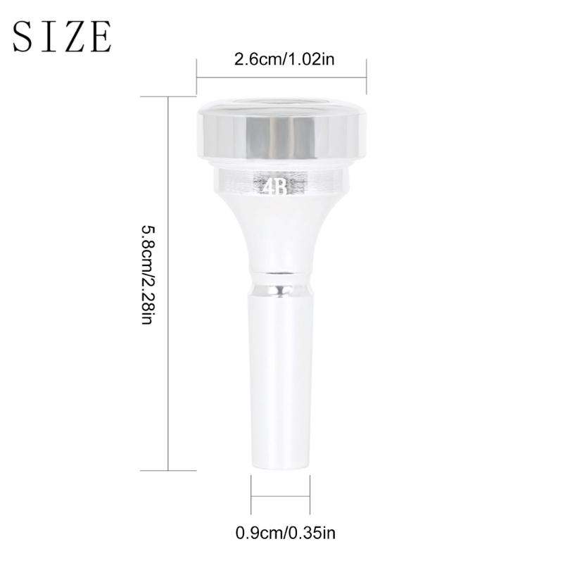 Bb Cornet Mouthpiece Brass Texture Silver Plated 4B Designs for Professional Music Instrument for Replacing and Repair