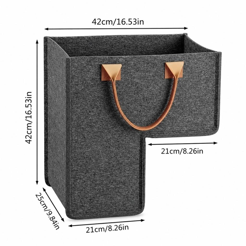 Durable Felt Storage Basket With Handles Home Office Stair Decor L-shape Stair Basket For Clothes Toys Sundry Organizer