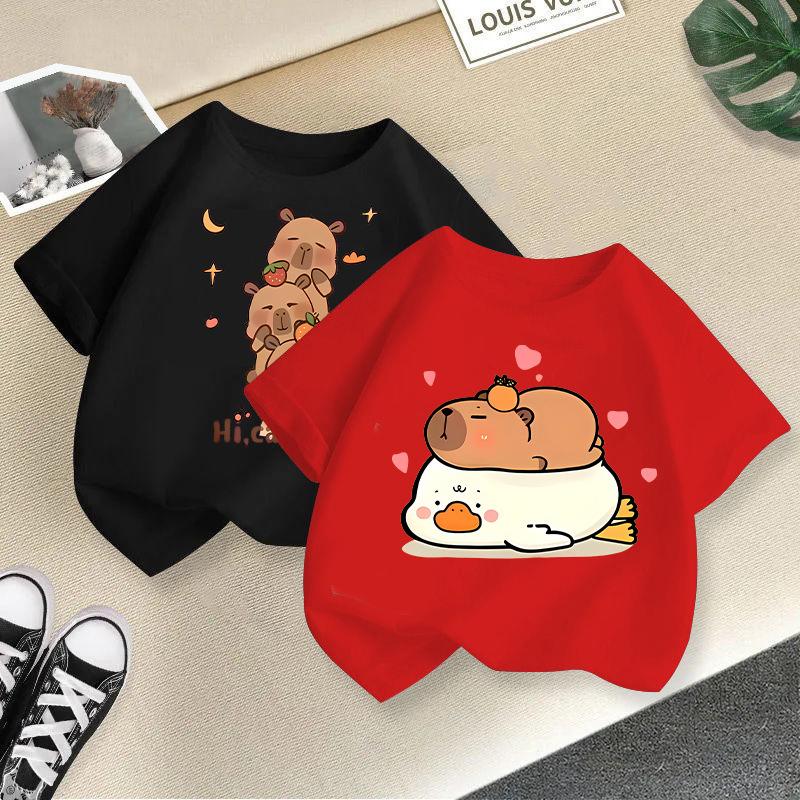 Dětské tričko Kapybara potisk Dětské tričko Děti 100% bavlna Oblečení Tričko Topy Tričko Chlapci Dívky Dětské tričko 2-13L