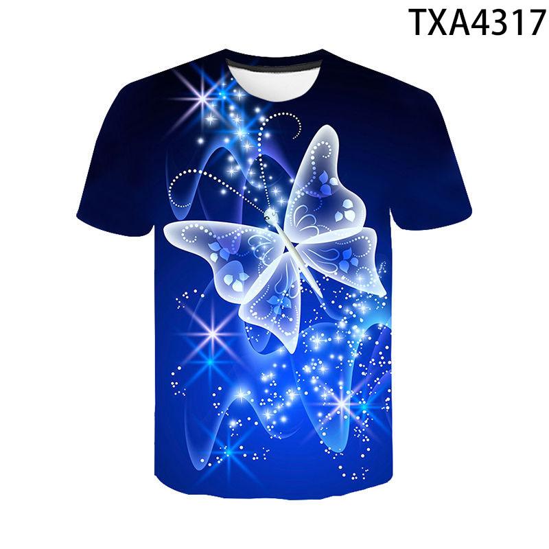 3D Print Butterfly T Shirt Men Women Children Summer Short Sleeve Flower T-shirt Streetwear Tee Insect Cool Boy Girl Casual Tops