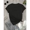 European Size Women's Butterfly Print T-Shirt - Casual Short Sleeve Top with Blue Floral Bow Design, Breathable Summer Tee