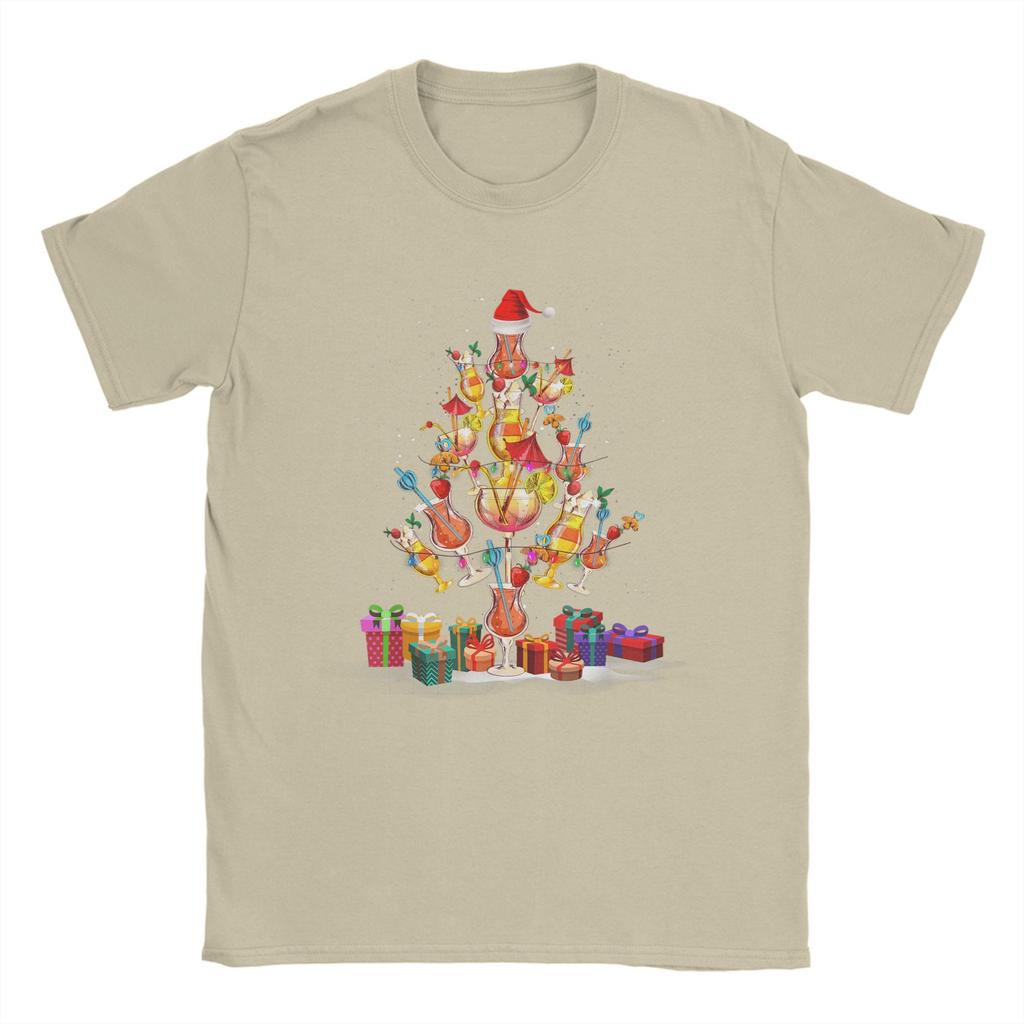Cocktail Glasses Santa Hat Christmas Tree Drinks Xmas Pajama T-Shirts Harajuku Tee Shirt For Mens Short Sleeve Clothing