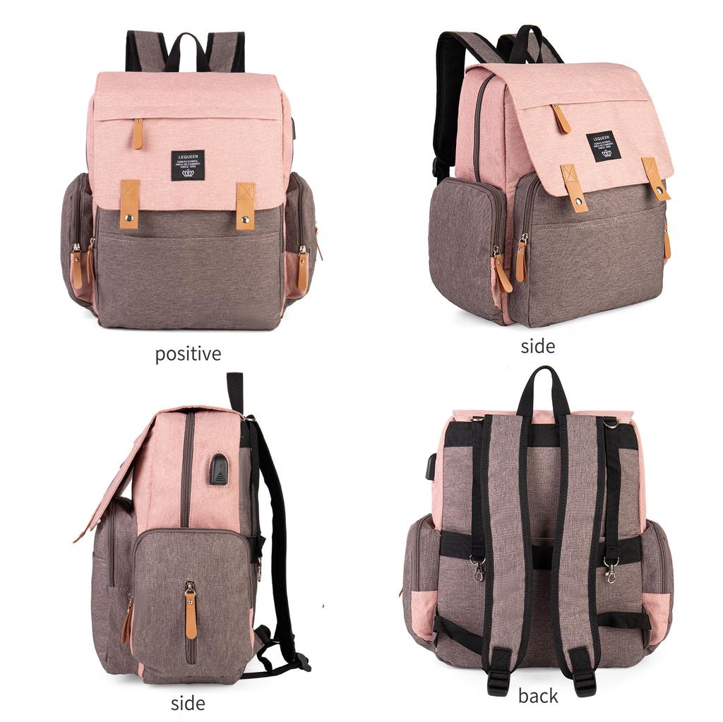 Lequeen Nappy Backpack Bags Mummy Large Capacity Bag Mom Baby Multi-function Waterproof Outdoor Travel Diaper Bags for Baby Care