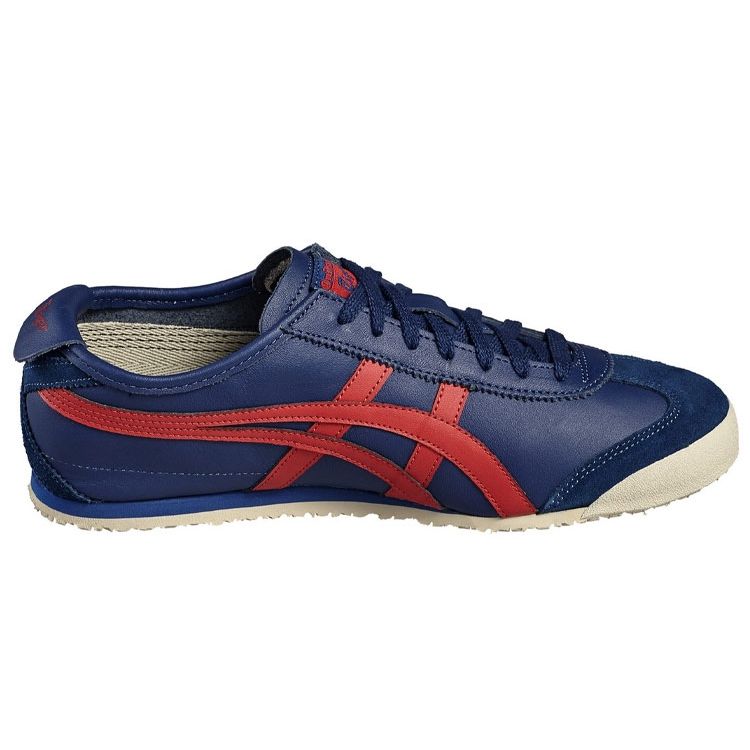 ONITSUKA TIGER Mexico 66 Sports Comfortable Shock Absorption Slip Resistant Wear Resistant Low Top Casual Shoes Unisex Sneaker Blue Red D4J2L-5823