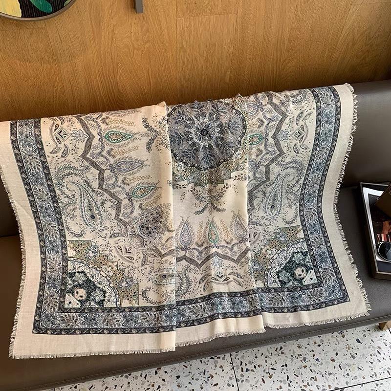 130*130cm Extra Large Square Scarf Fashion Scarves Cotton and Linen Hand Feel Scarf Lightweight Wraps Neck Scarves for Women