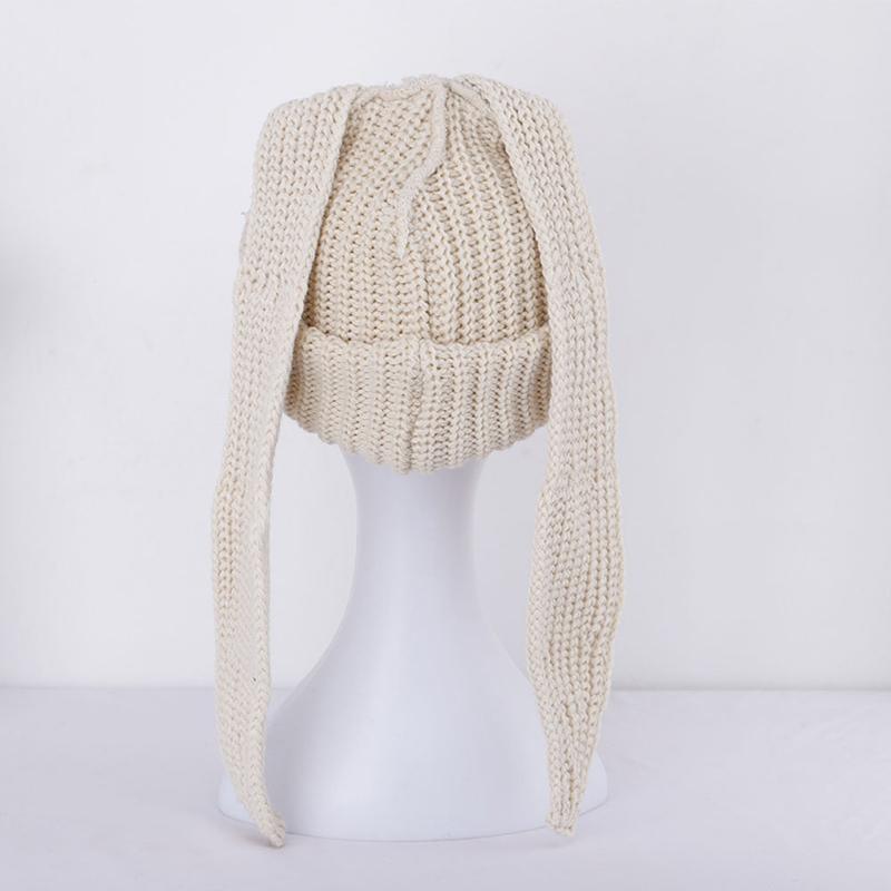Cute Rabbit Long Ear Hat Knitted Hat Warm Cap Knit Letter Cap Unisex Cap Beanie Long Ear Hat Crochet Knitted Bunny Hat