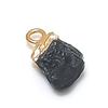 Black Tourmaline Rough Gemstone 925 Sterling Silver Jewelry Pendant 0.59"