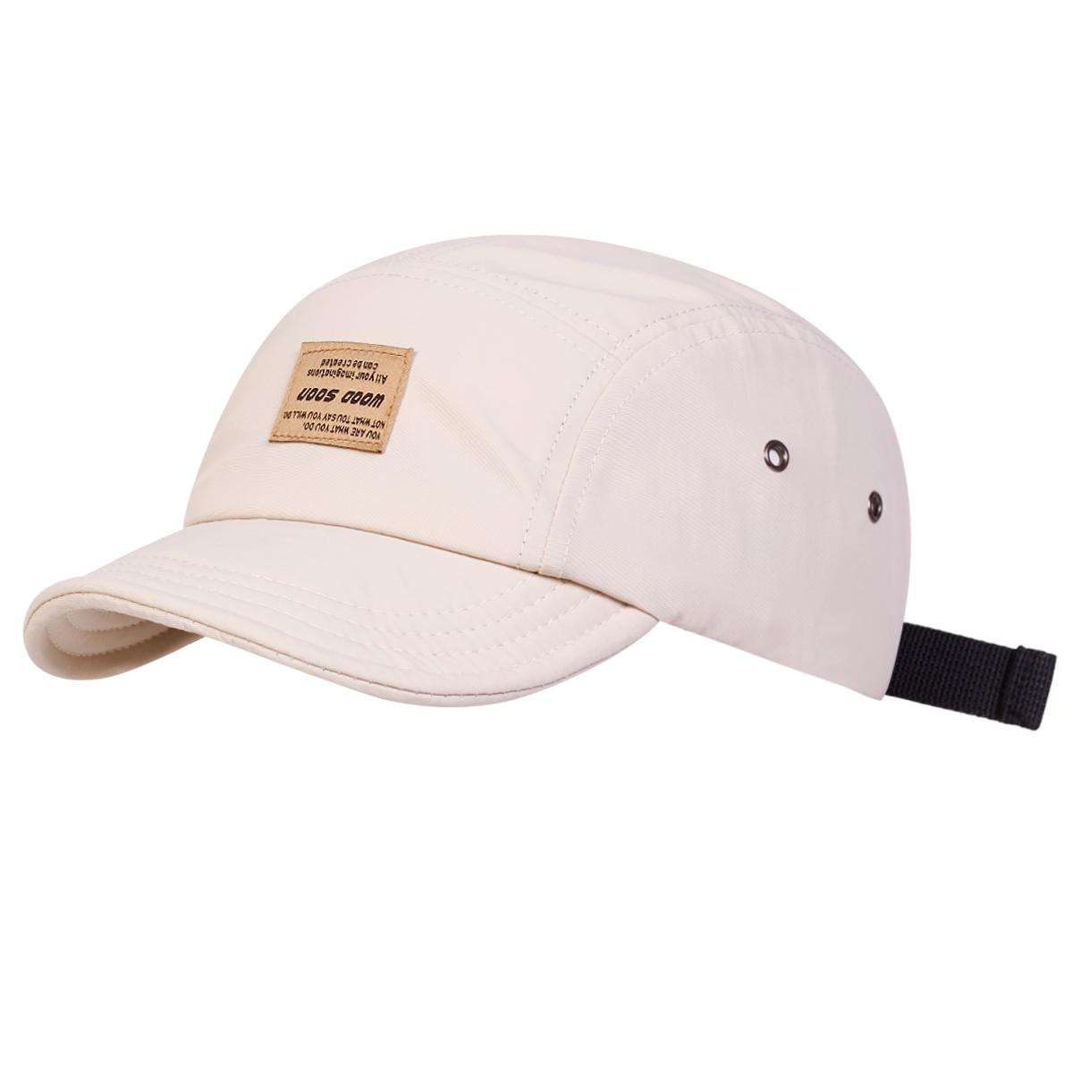 

Унисекс однотонные бейсболки с кожаной этикеткой, быстросохнущая шляпа, регулируемая для отдыха на природе, весна и осень, повседневная солнцезащитная шляпа бежевый