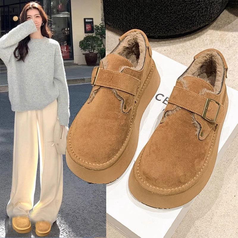 New Style of Thick-soled Women's Shoes with Fleece, Warm One-foot Snow Boots and Cotton Shoes