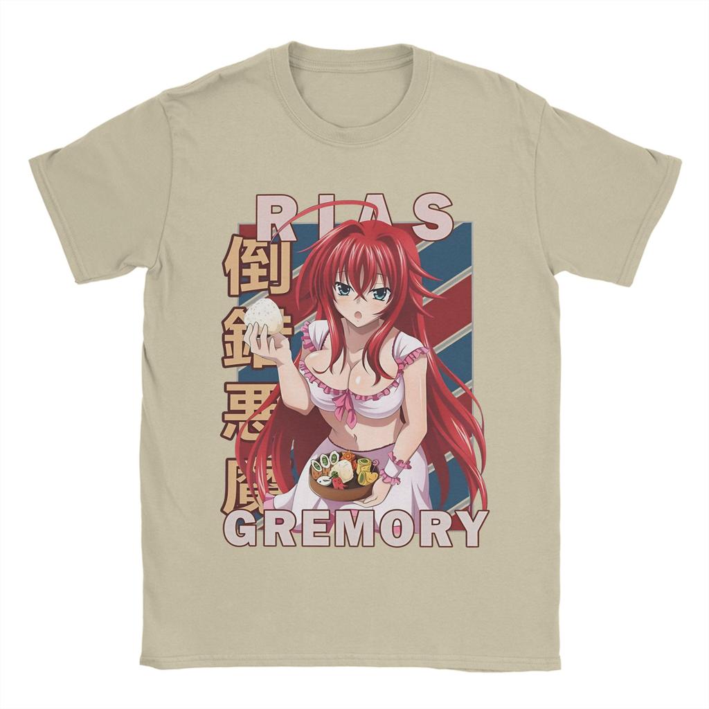 Rias Gremory Vintage High School DxD T-Shirt 100% Baumwolle Kleidung Neuheit Kurzarm Rundhals T-Shirts Geschenkidee T-Shirts