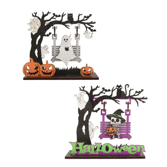 Halloween Wooden Table Decor, 3D Printed Skull Pumpkin Alphabet Letter Decoration, Creative Cartoon Wood Ornament for Party Home
