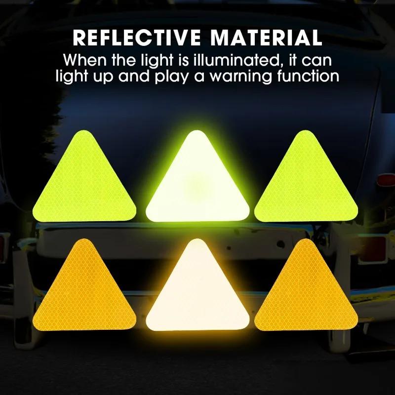1-10Pcs Reflective Stickers Night Light Safety and Warning Triangle Reflector Rear Light Sign Strips Auto Exterior Accessories