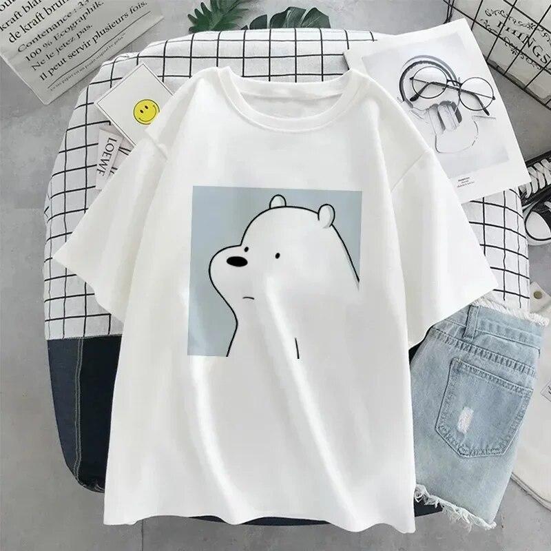 Women T-shirt Kawaii Little Bear Print Short Sleeve Sporty TShirt FeUnisex Harajuku Summer Japanese Anime Cartoon Oversized TShirt Unisex