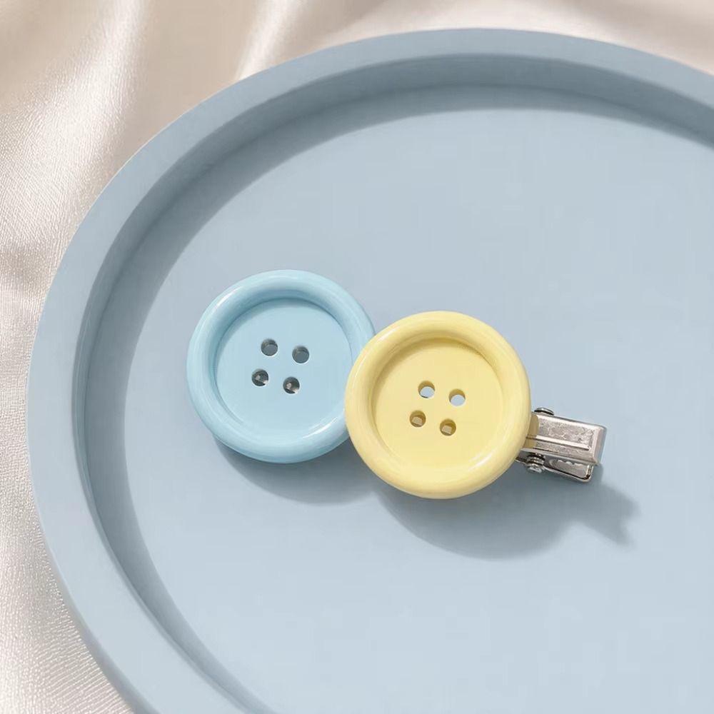 Cute Style Button Hair Clips Round Button Shape Bangs Hair Clips Gifts Button Barrettes