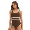 New color-blocked sports triangle one-piece swimsuit for women, European and American sexy sleeveless fashion beach swimsuit