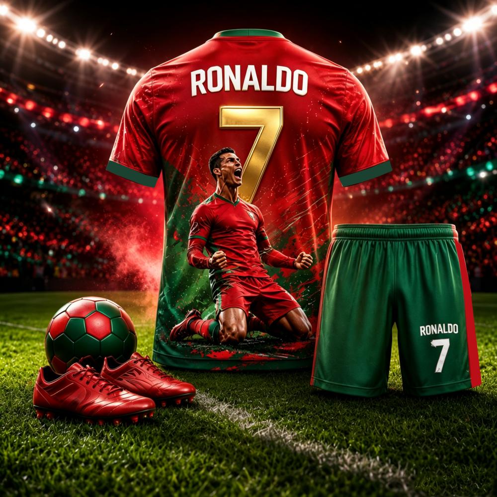 Estate# CR7 Ronaldo Numero 7 Tema Calcio Abbigliamento Bambini Maglia Pantaloncini Tuta Sportiva Due Pezzi Per Fan Abbigliamento Genitore-Figlio