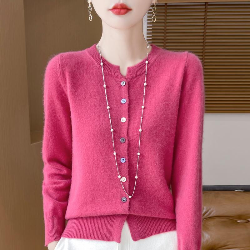 QingHe Cashmere Women's 30% Cashmere Cardigan - Soft & Warm Wool Blend Sweater