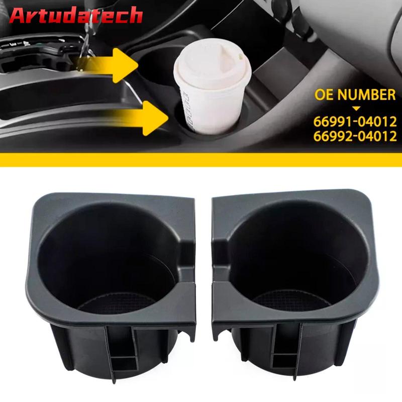 Artudatech 2PCS Right+Left Black Center Console Cup Holder ert For Toyota Tacoma 05-17