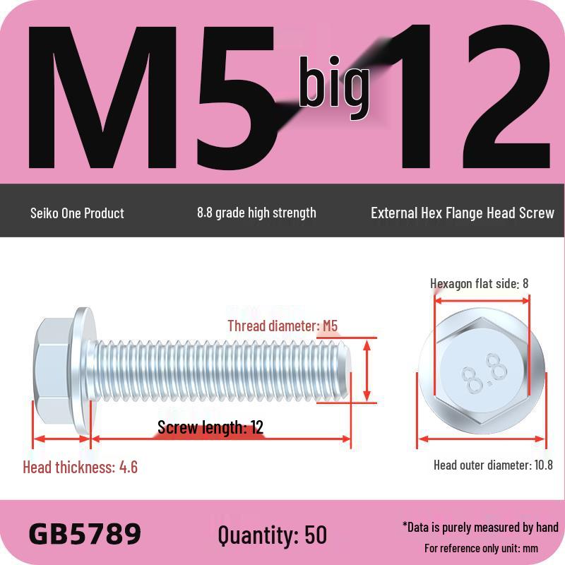 Verzinkter Sechskantflanschschraube mit Scheibe, Güte 8.8, M5-M12