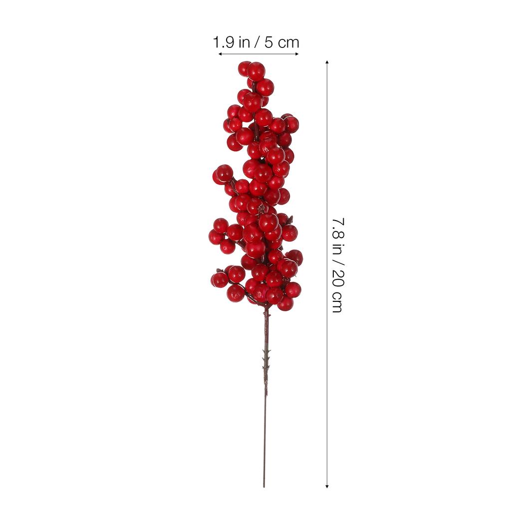 8pcs Red Berries Decor Artificial Christmas Bouquet Simulation Berries Picks For Xmas Party Decor Holiday Scene Setting Fake