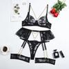Sexy Lace Mesh Suspender Lingerie Set for Women Three Point Underwear Bodysuit