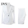 2 Pezzi/Set Uomo Formale Business Festa Tinta Unita Manica Lunga Blazer Abito Pantaloni