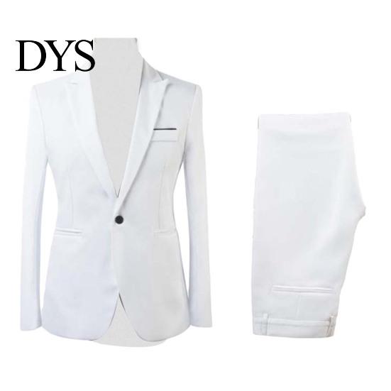2 Pezzi/Set Uomo Formale Business Festa Tinta Unita Manica Lunga Blazer Abito Pantaloni