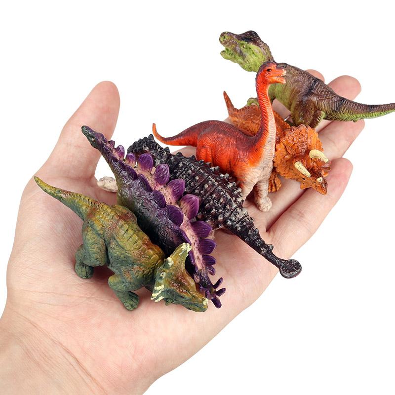 Oenux Mini Jurassic Stegosaurus Saichania Solid PVC Dinosaur World Animal Model Action Figures Collection Toy For Kids