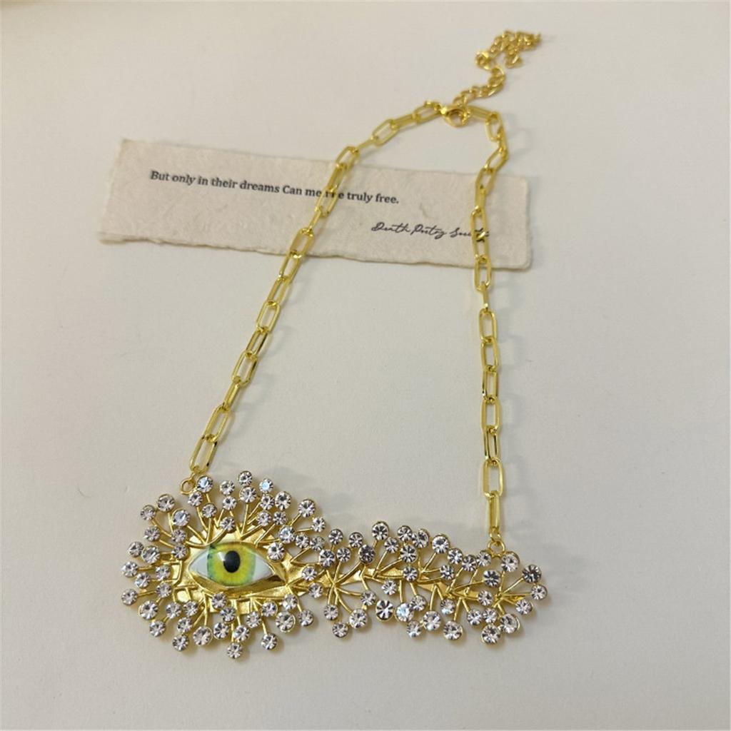 Tooxika French Paris Style Personality Burst Eyes Full Of Diamonds Necklace Light Luxury Senior Sense Of Fashion Runway Collarbone Chain For Women