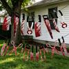 Halloween Bloody Knife Garland Flag Suitable for Haunted House Banners Halloween Birthday Party Indoors Yard Decoration Supplies