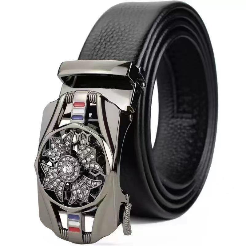 Men's Diamond-Studded Fashion Belt with Automatic Buckle
