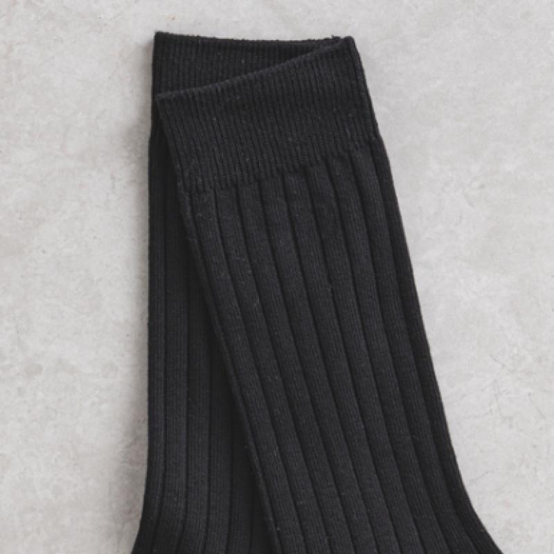 Monfoot Mens Wide Ribbed Long Neck Socks Black
