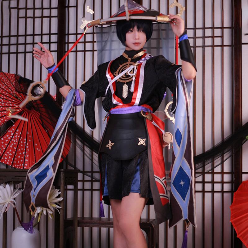 Spiel Anime Scaramouche Cosplay Wanderer Karneval Halloween Party Hut Schuhe Perücke Set Kunikuzushi Cosplay Barde