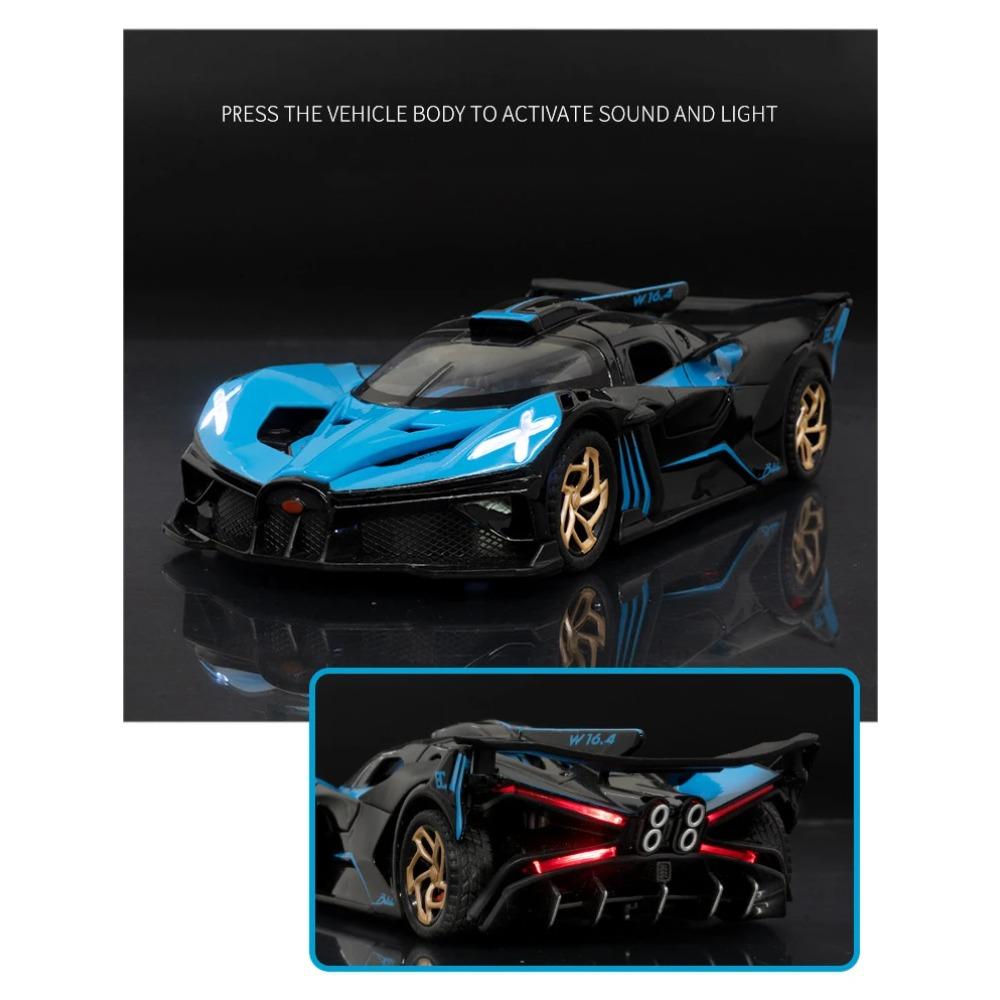1/32 Bugatti Bolide Supercar Legierung Guss Spielzeugauto Modell Sound und Licht Kinderspielzeug Sammlerstücke Geburtstagsgeschenk