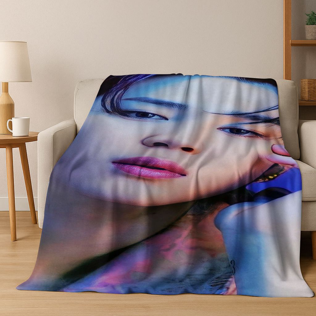 3D JIMIN Solo KPOP Singer Flannel Blanket,Warm and Cozy Soft Throw Blanket for Home Bedroom Bed Sofa Picnic Office Cover Gift