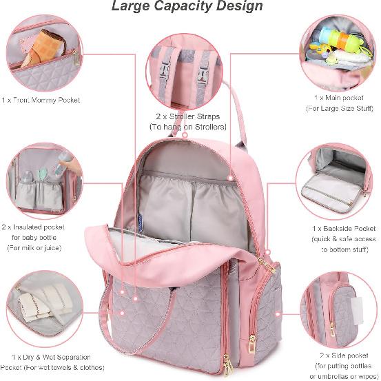 Diaper Bag Backpack Pink Baby Show Gifts For Girl Newborn Must Haves For Hospital