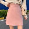 2024 Autumn Black High-Waist A-line Midi Skirt with Slit for Women
