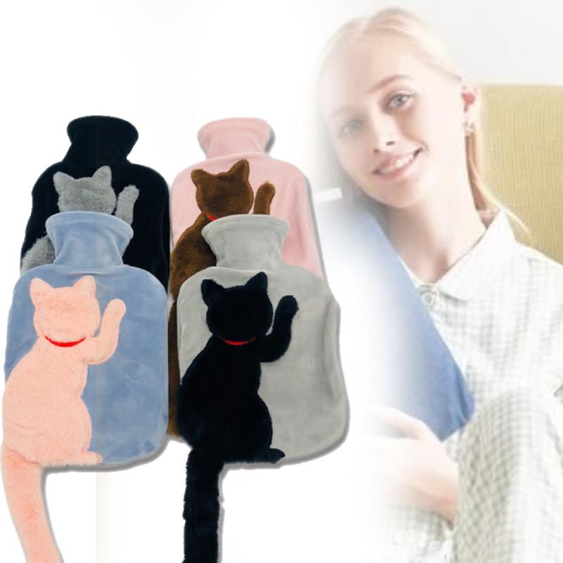 Adorable Plush Cat Design Water Injection Hot Water Bag Soft Durable Pvc Material For Cozy Warmth