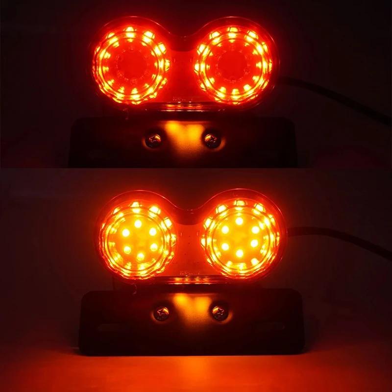 Motorcycle LED Tail Light Integrated Brake Turn Signal With License Plate Bracket For Honda Yamaha Universal 12V Rear Light