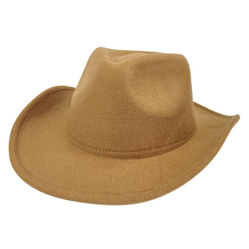 Populární klobouk Fedora z vlněné plsti - Přizpůsobitelný retro britský jazzový styl s jednobarevnou barvou a širokou srolovanou krempou