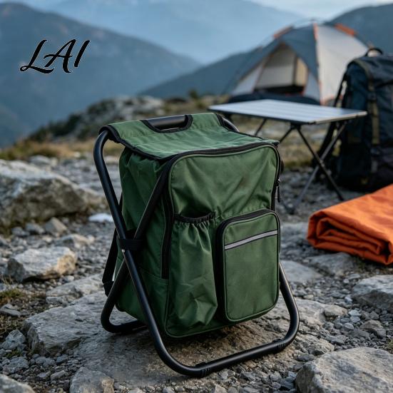 Sgabello Pieghevole 3-in-1 con Zaino Frigo Robusto Portatile Pieghevole Sgabello Multiuso Leggero per Pesca Caccia Campeggio Viaggio