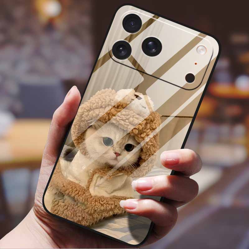 Phone Case for Iphone 17 Pro Max Iphone17 Air Tempered Glass Hard Back Cover Bumper 17pro Funda Cartoon Anime Fashion Pattern