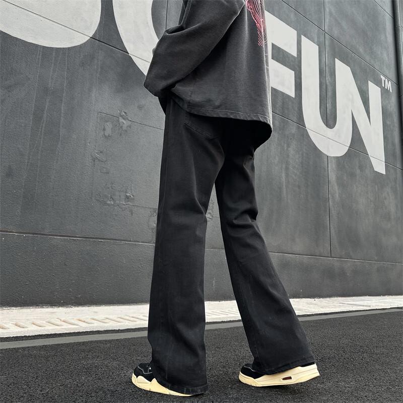 Chutang Men's Flared Vintage Washed Stretch Jeans