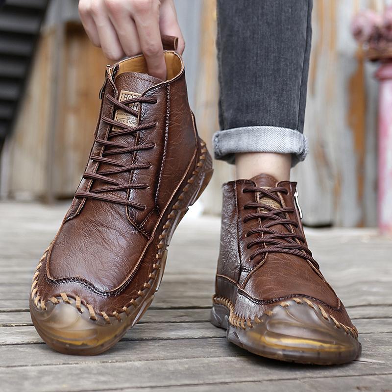TUINANLE Podzimní pánské martensky Velká velikost Kožené pánské kotníkové boty Trendy pánská obuv