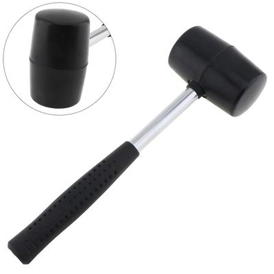 320g Non-elastic Black Rubber Hammer Floor Tile Hammer DIY Hand Tool with Round Head and Non-slip Handle
