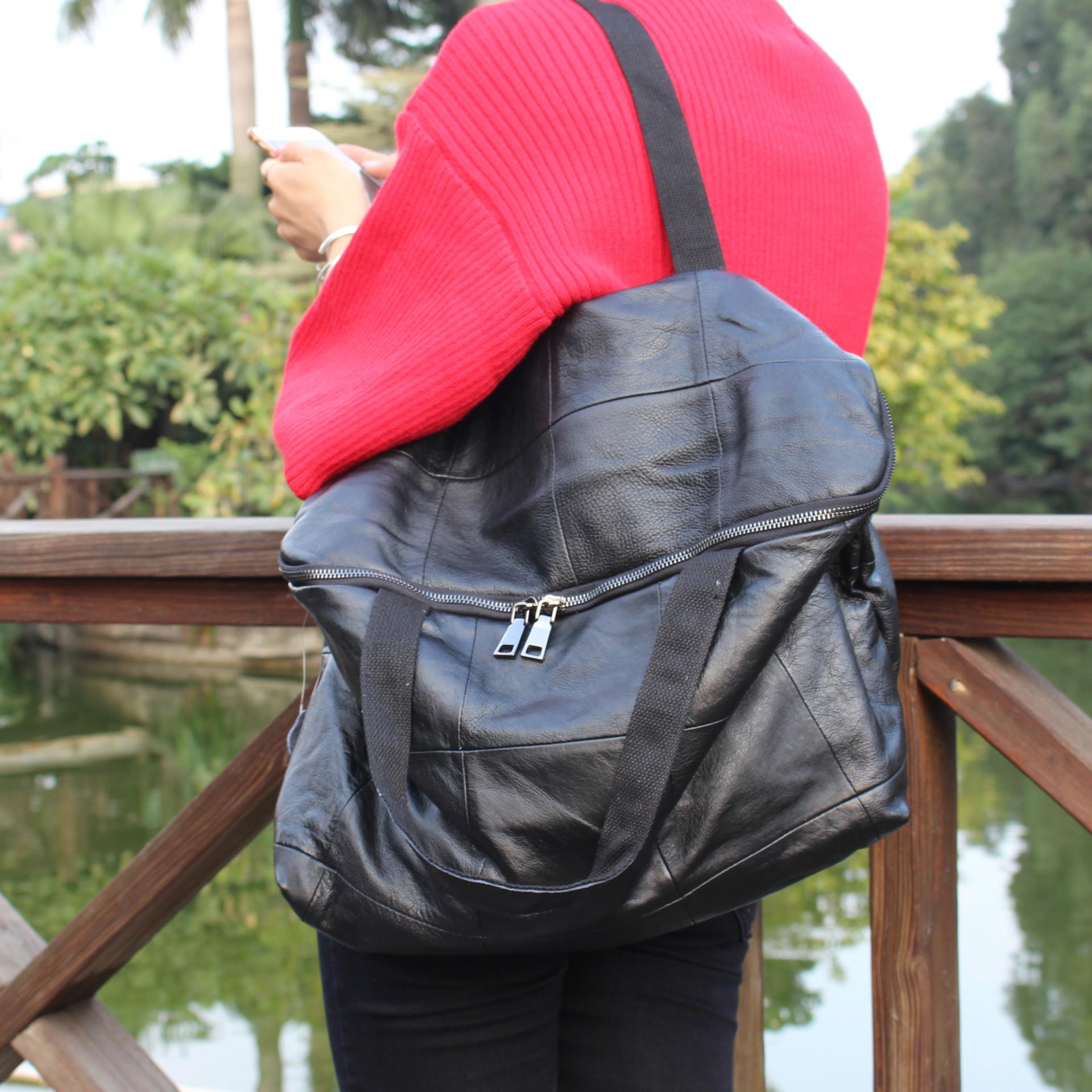 

2024 Жіноча шкіряна сумка через плече великої місткості в корейському стилі чорний